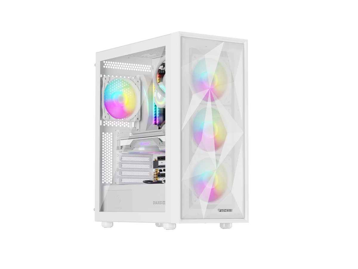 Genesis Gaming PC Case | Diaxid 605 ARGB | Midi Tower | White