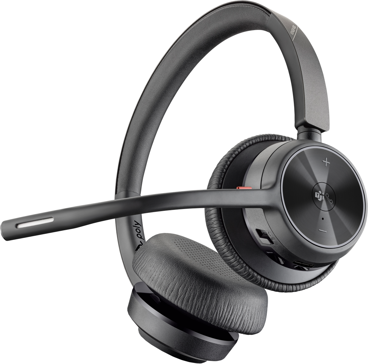 Poly Voyager 4320 MS Teams Belaidės ausinės, Bluetooth, USB-A, +BT700 dongle, +Charging Stand, Juoda