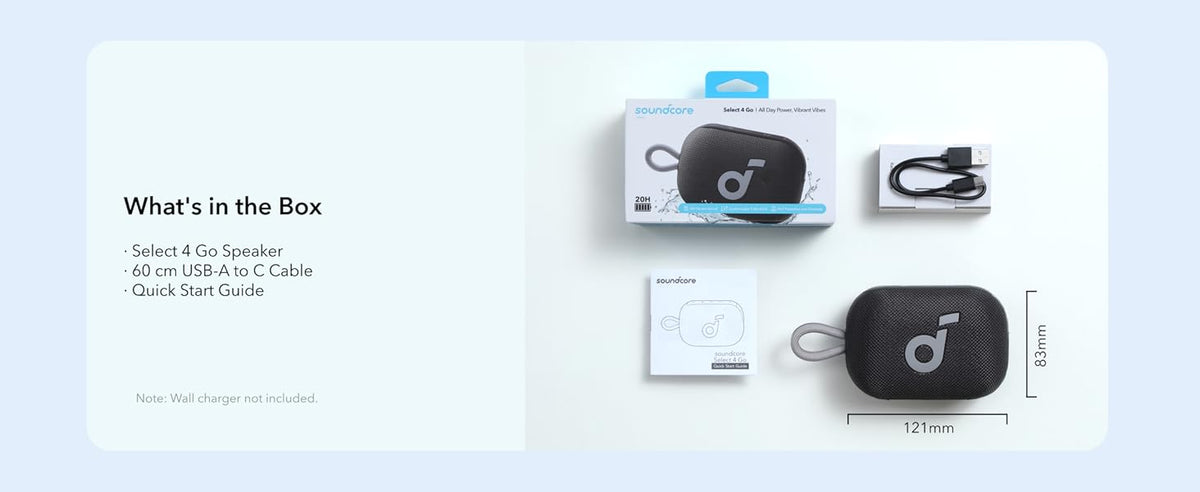 Anker Soundcore | Portable Bluetooth Speaker | Select 4 Go | 5 W | Waterproof | Bluetooth | Wireless connection | Portable | Black