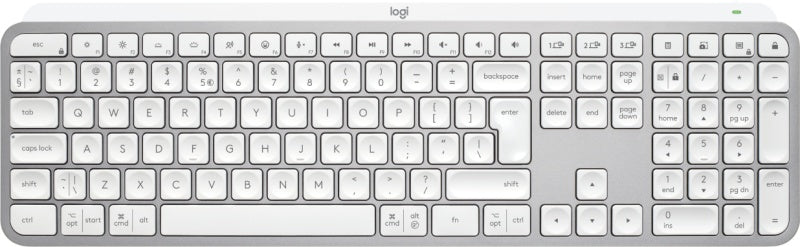 Logitech MX Keys S Belaidė klaviatūra, RF Wireless+Bluetooth, Illuminated, US Int, Pale Grey