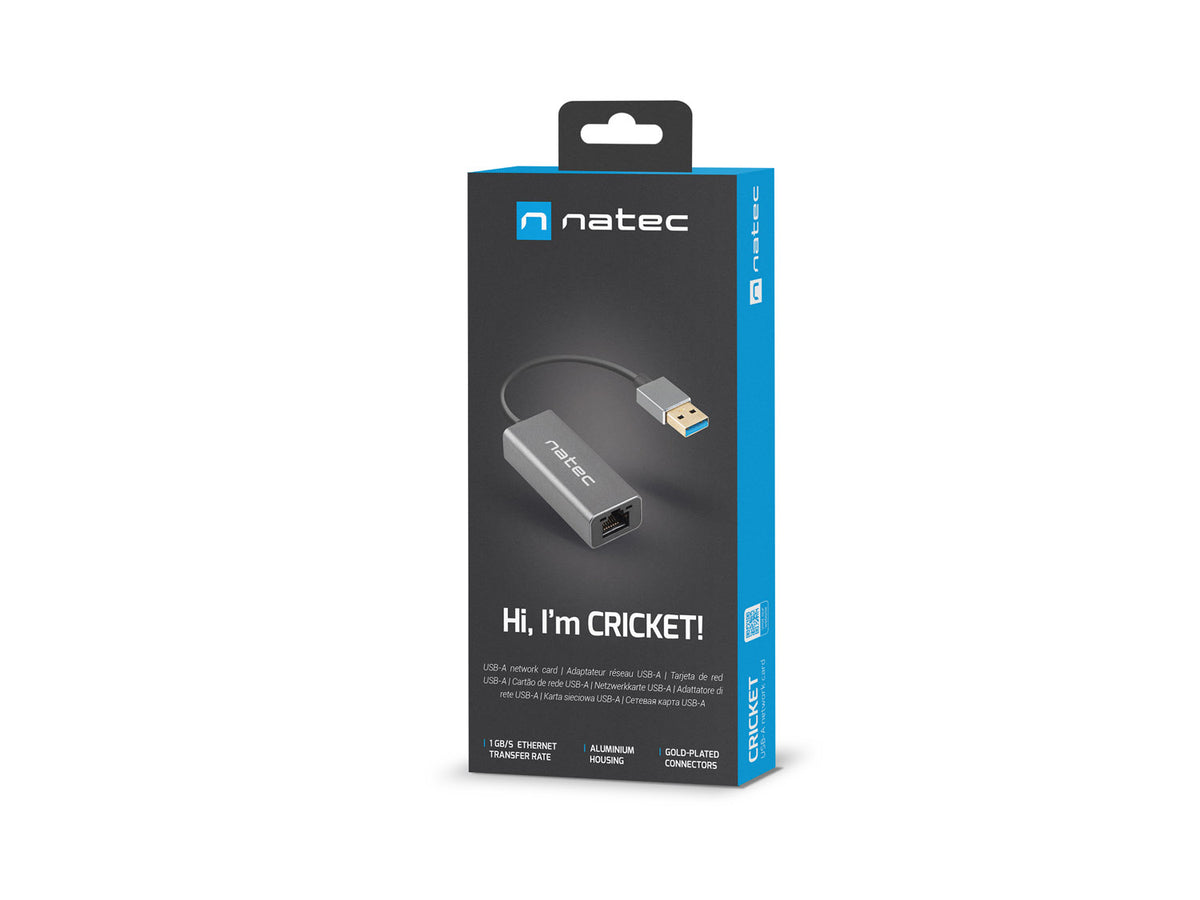 Natec Ethernet Adapter, Cricket USB 3.0, USB 3.0 to RJ45, Black | Natec | Ethernet Adapter Network Card | NNC-1924 Cricket USB 3.0