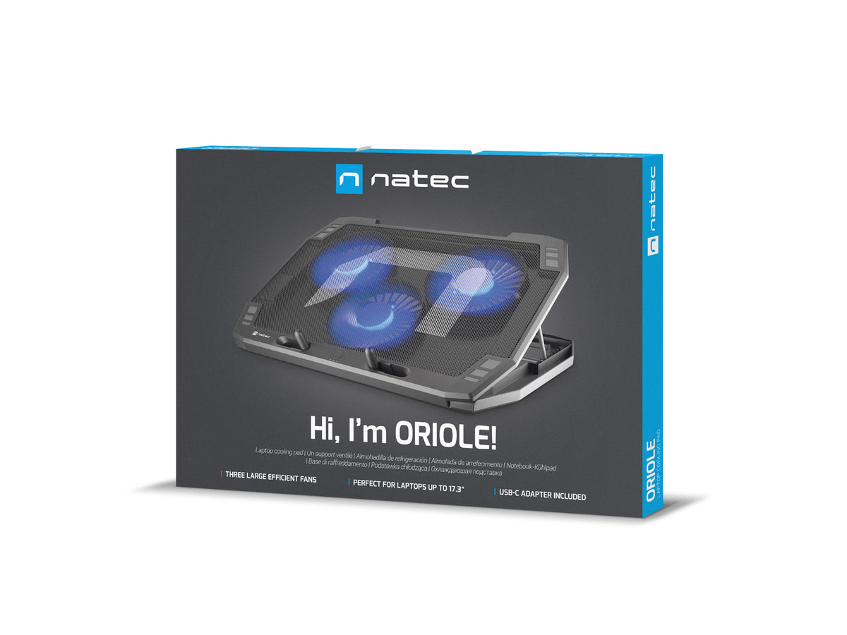 Natec | Laptop Cooling Pad | ORIOLE | 270 x 400 x 25 mm | 740 g | Black