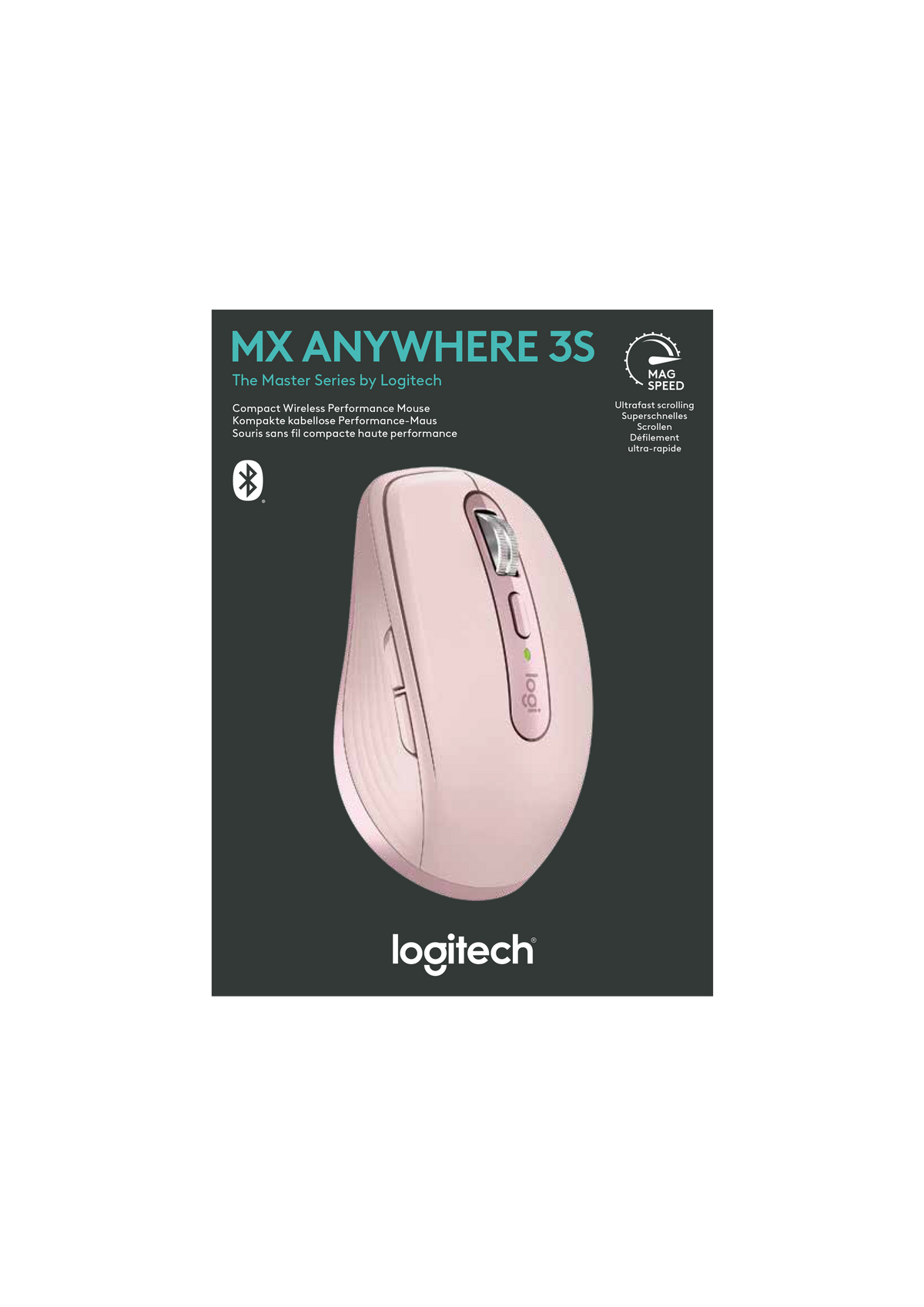 Belaidė pelė Logitech MX Anywhere 3S - RF Wireless + Bluetooth, Laser, 8000 DPI, Rose