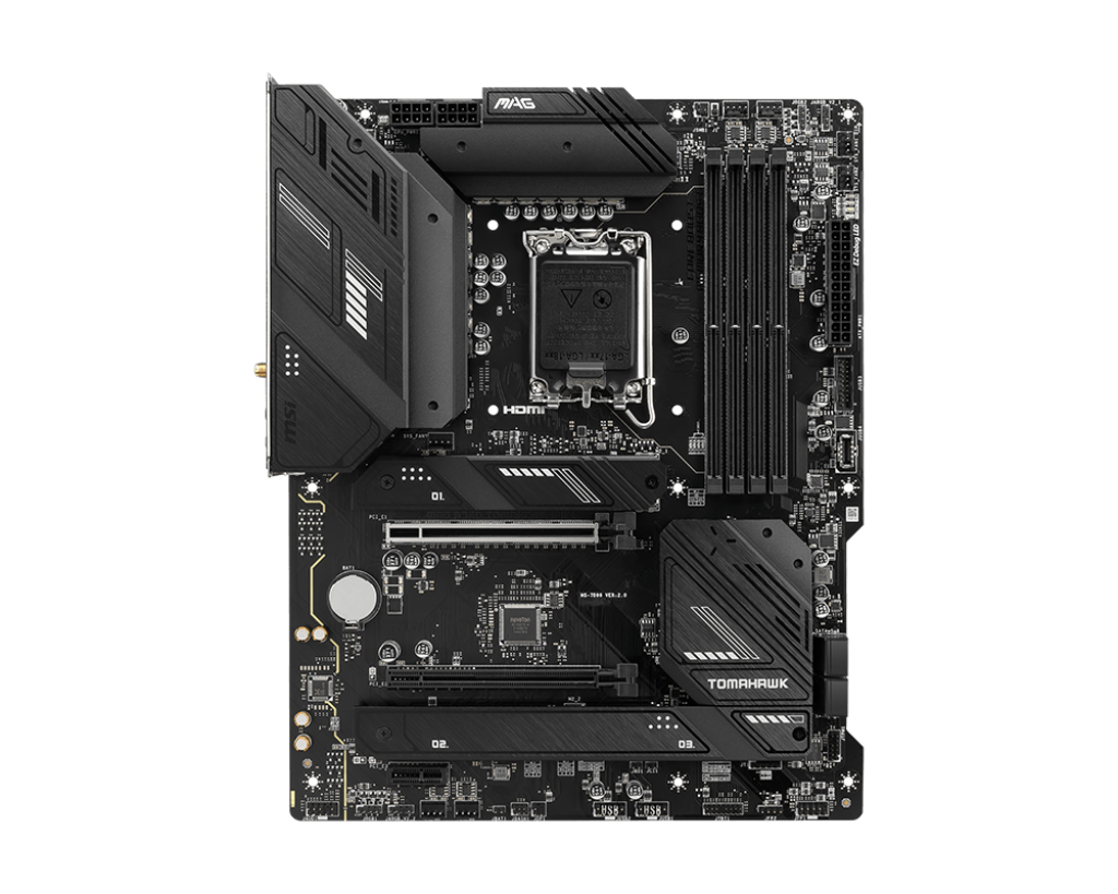 MSI | MAG B760 TOMAHAWK WIFI | Processor family Intel | Processor socket LGA1700 | DDR5 | Supported hard disk drive interfaces SATA, M.2 | Number of SATA connectors 4