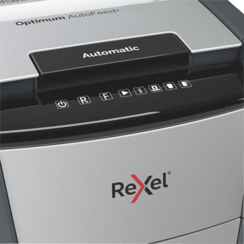 Rexel Optimum AutoFeed+ 225X Dokumentų naikiklis Cross shredding 4x25mm P-4 60 L, 55 dB, Pilka/Juoda