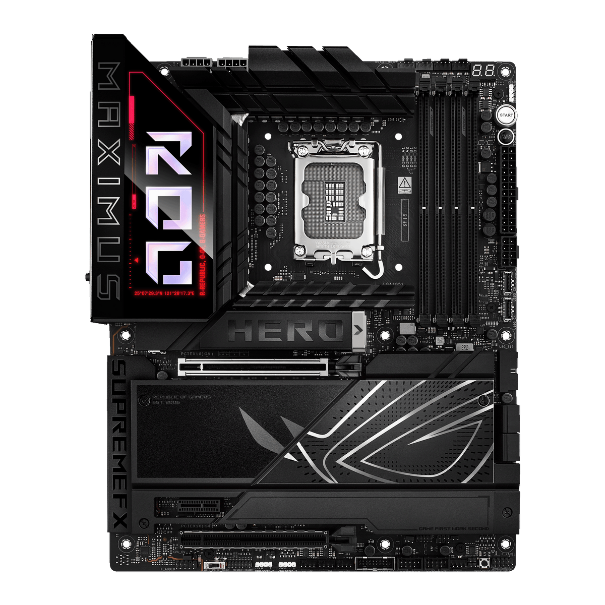 Asus ROG MAXIMUS Z890 HERO | Processor family Intel | Processor socket LGA1851 | DDR5 | Supported hard disk drive interfaces M.2, SATA | Number of SATA connectors 4