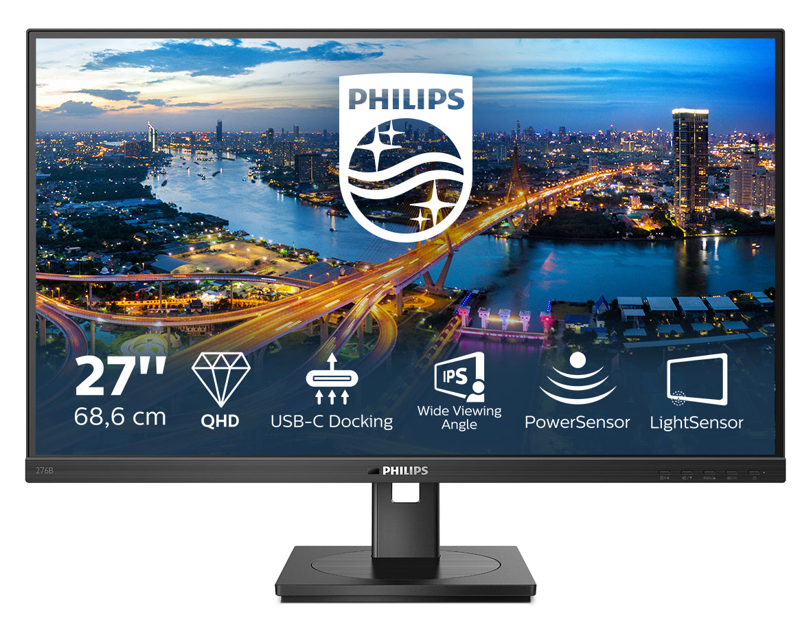 Philips | LCD Monitor with USB-C | 276B1/00 | 27 " | IPS | QHD | 16:9 | 75 Hz | 4 ms | 2560 x 1440 pixels | 300 cd/m² | HDMI ports quantity 2 | Black