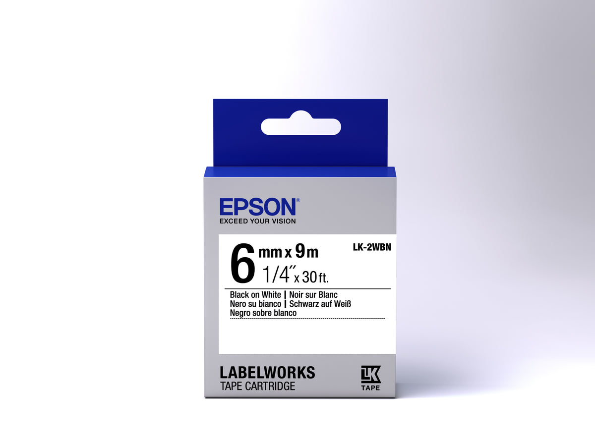 Epson LK-2WBN (C53S652003) Ženklinimo juostos kasetė, Standard, Black on White (6mm, 9m)
