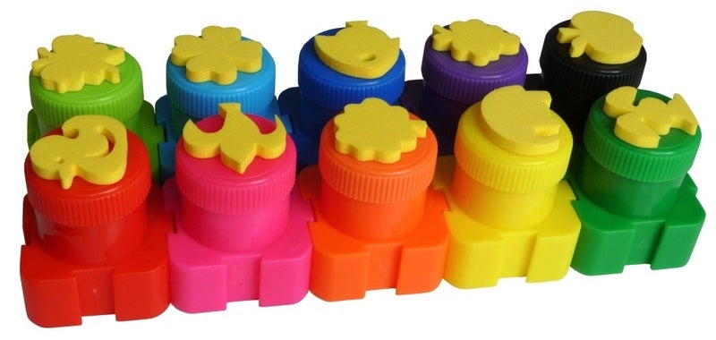 Dažai piešimui pirštais su antspaudais Colorino Kids 10 spalvų