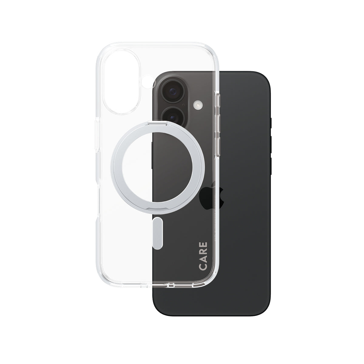 CARE Feature Case | Back cover | Apple | iPhone 16 | Recycled plastic | Silver | Kickstand & MagSafe