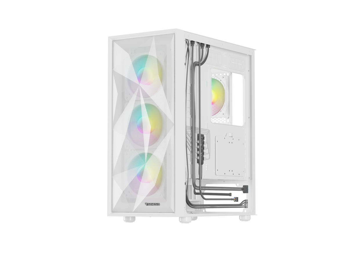 Genesis Gaming PC Case | Diaxid 605 ARGB | Midi Tower | White