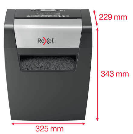 Rexel Momentum X308 Dokumentų naikiklis Particle-cut shredding 5x42mm P-3 15L, Pilka/Juoda