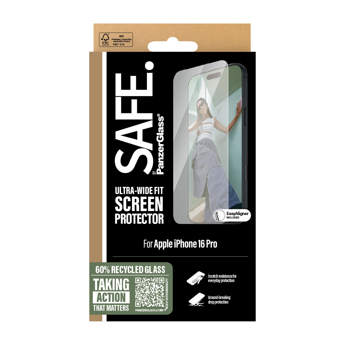PanzerGlass Screen protector | Apple | iPhone 16 Pro | Glass | Transparent | Ultra-Wide Fit