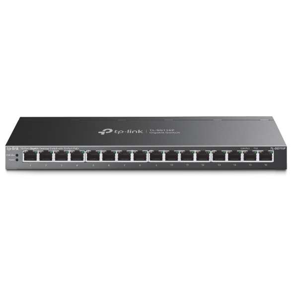 TP-LINK TL-SG116P 16-Port Gigabit Desktop Switch with 16-Port PoE+ | TP-LINK | 16-Port Gigabit Desktop Switch | TL-SG116P | Unmanaged | Desktop