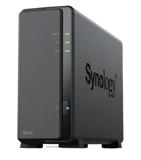 Synology | Tower NAS | DS124 | up to 1 HDD/SSD | Realtek | RTD1619B | Processor frequency 1.7 GHz | 1 GB | DDR4
