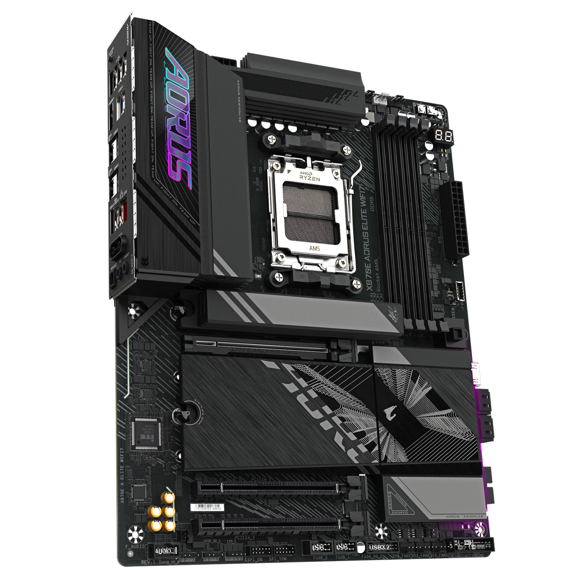 Gigabyte X870E A ELITE WIFI7 | Processor family AMD | Processor socket AM5 | DDR5 | Supported hard disk drive interfaces SATA, M.2 | Number of SATA connectors 4