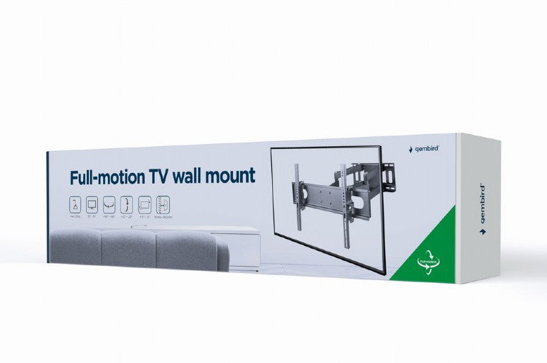 Gembird | Full-motion wall mount | WM-70ST-01 | Tilt, Swivel | 37-70 " | Maximum weight (capacity) 35 kg | Black