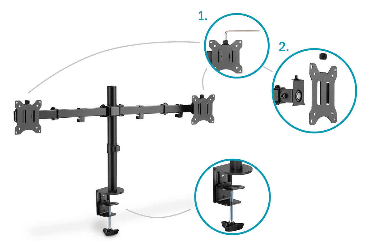 Digitus | Desk Mount | Swivel, Height adjustment | 15-32 " | Maximum weight (capacity) 8 kg | Black