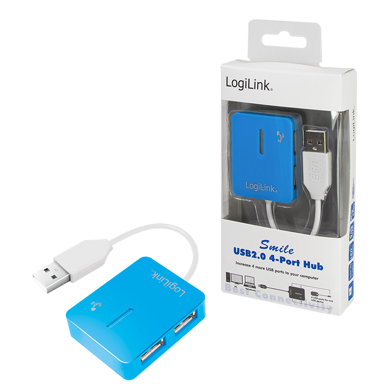 Logilink | USB 2.0 Hub 4-Port, Smile, Blue