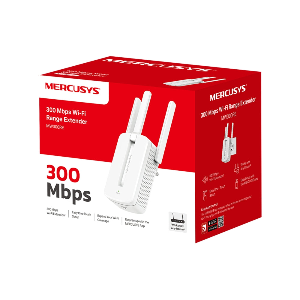 Mercusys | Wi-Fi Range Extender | MW300RE | 802.11n | 2.4GHz | 300 Mbit/s | no PoE | Antenna type 3xExternal