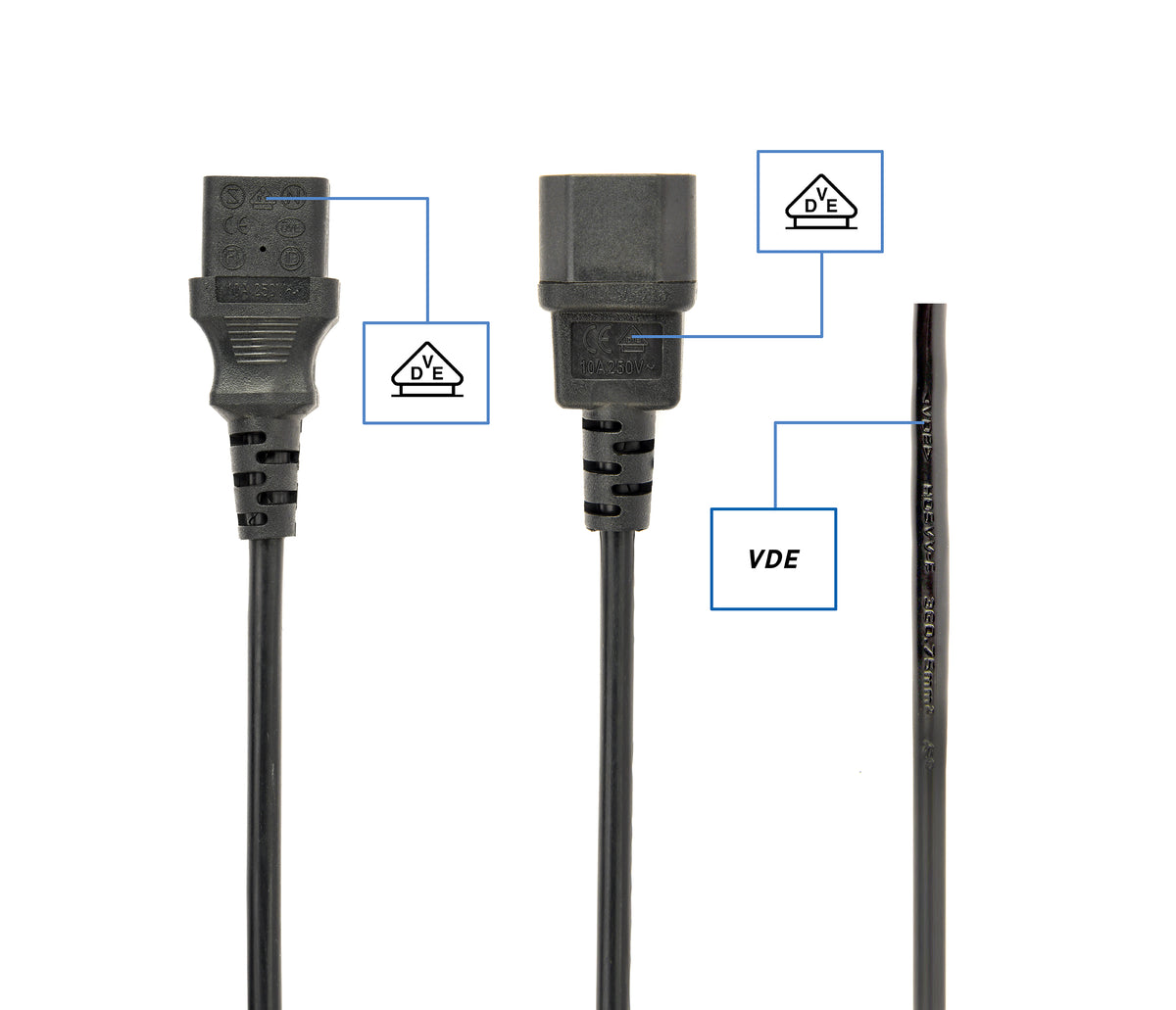 Cablexpert | PC-189-VDE power extension cable 1.8 meter | Black | C14 coupler | C14 coupler