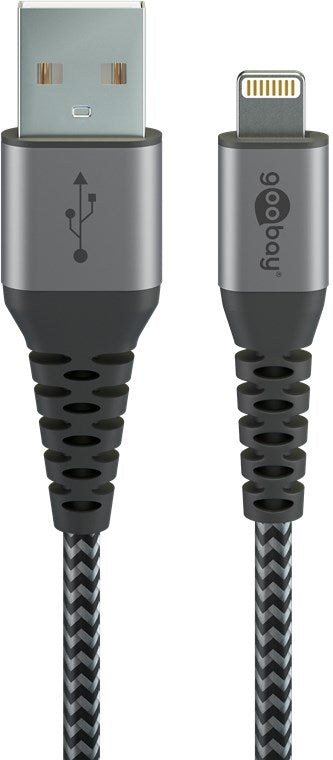 Goobay | Lightning to USB-A Textile Cable with Metal Plugs | 49268 | USB-A to Lightning