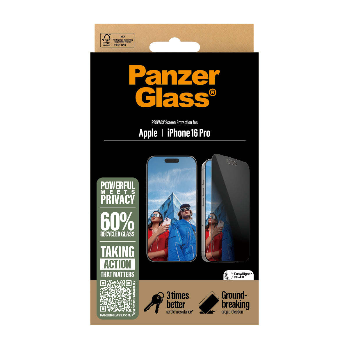 PanzerGlass Screen protector | Apple | iPhone 16 Pro | Glass | Black | Ultra-Wide Fit