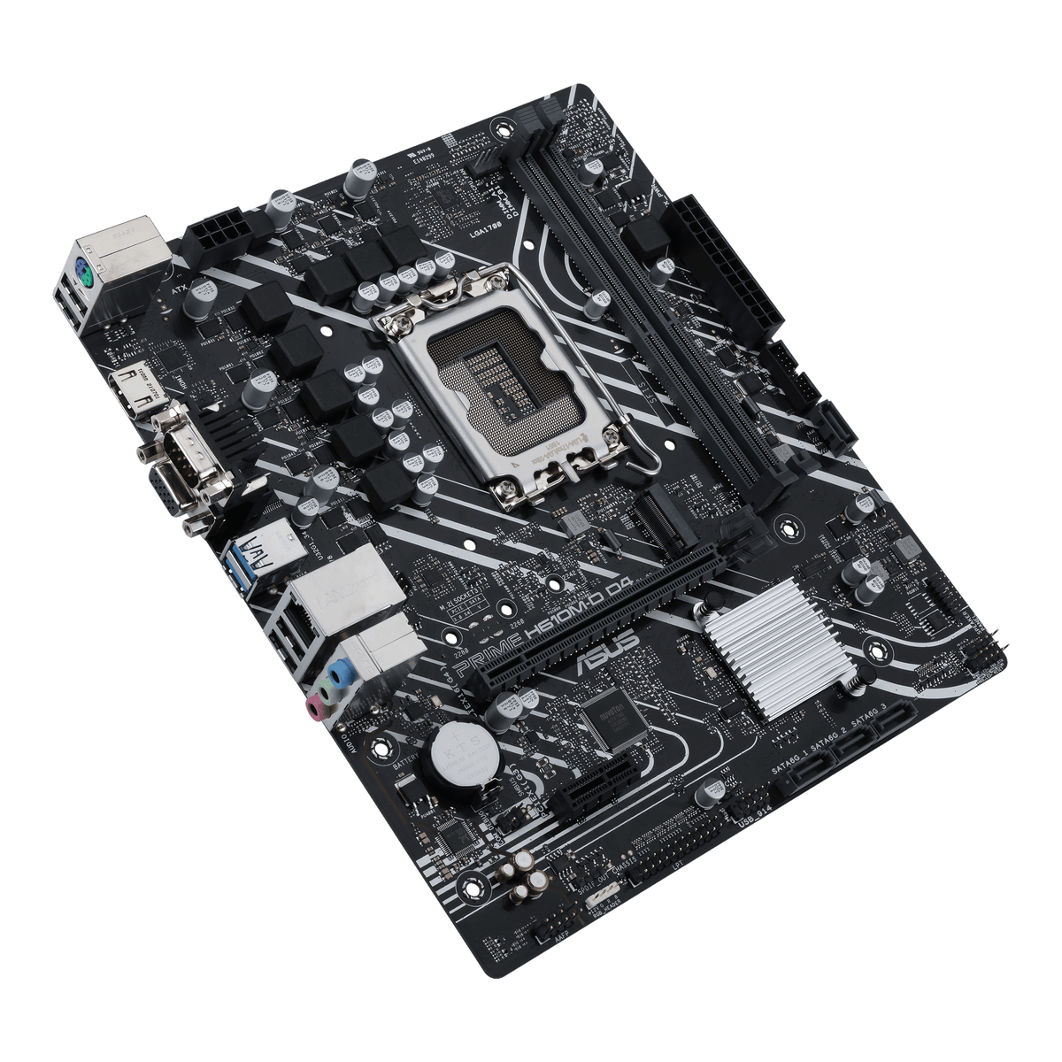 Asus | PRIME H610M-D D4 | Processor family Intel | Processor socket LGA1700 | DDR4 DIMM | Memory slots 2 | Supported hard disk drive interfaces SATA, M.2 | Number of SATA connectors 4 | Chipset Intel H610 | mATX