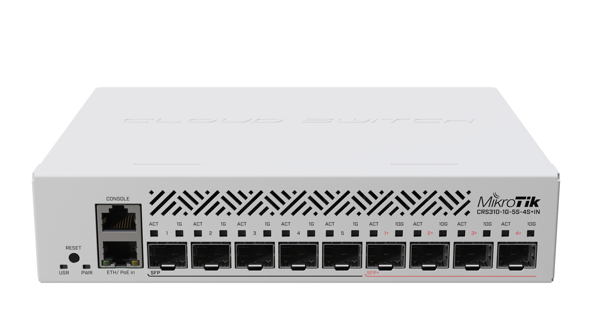 MikroTik | Cloud Router Switch | CRS310-1G-5S-4S+IN | Managed L3 | Rackmountable | Mesh Support No | MU-MiMO No | SFP ports quantity 5 | No mobile broadband | SFP+ ports quantity 4