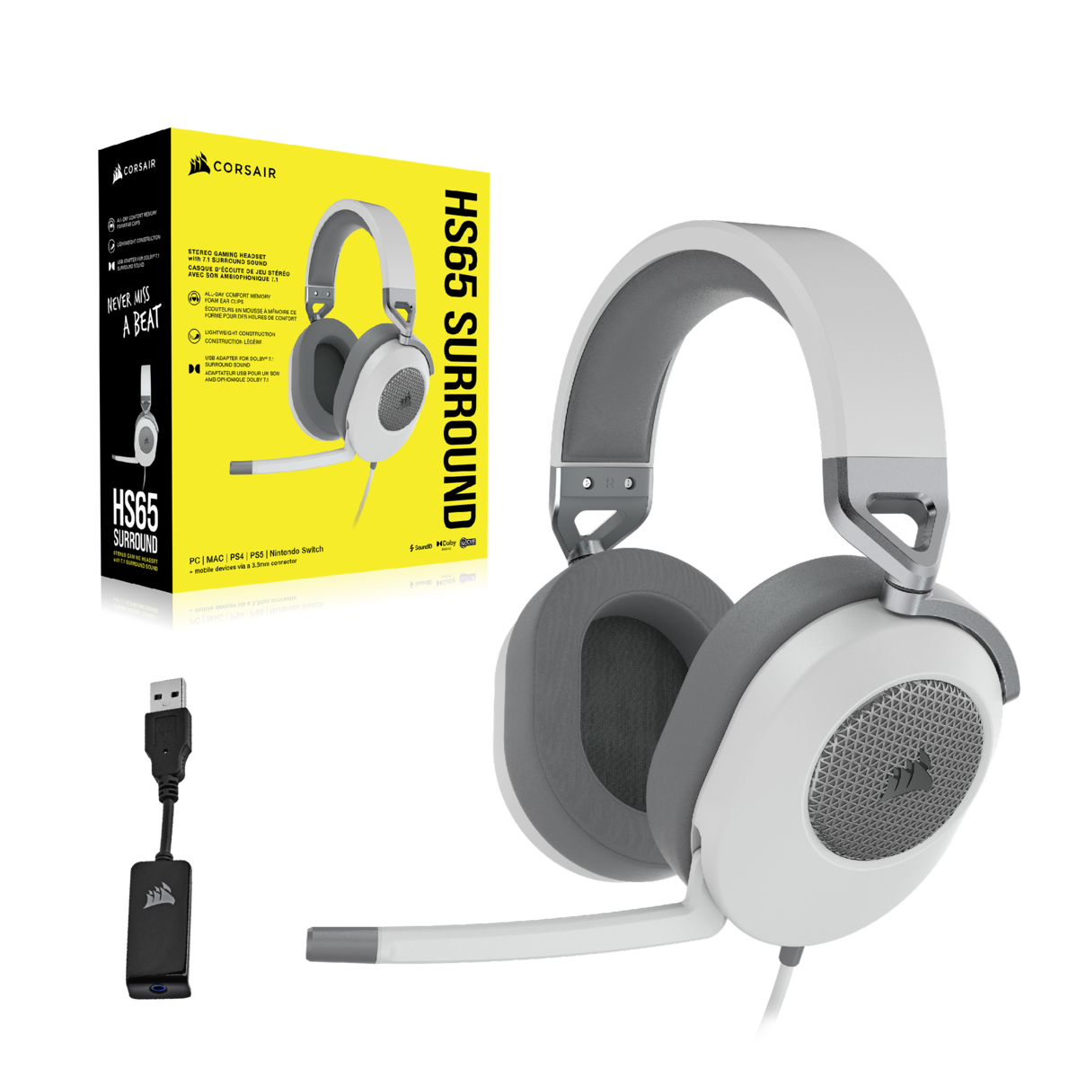 Corsair | Surround Gaming Headset | HS65 | Wired | Over-Ear