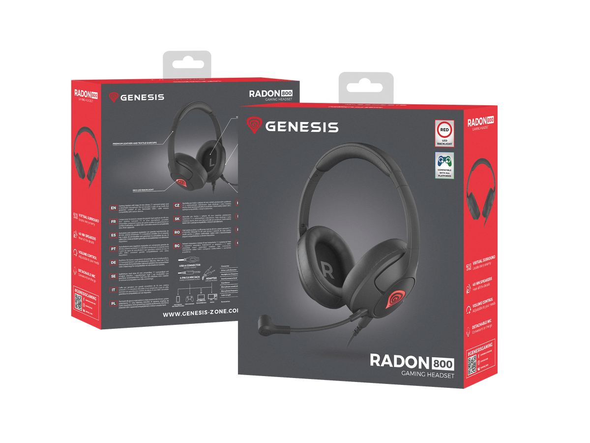 Genesis | Gaming Headset | Radon 800 | Wired | On-Ear | Black
