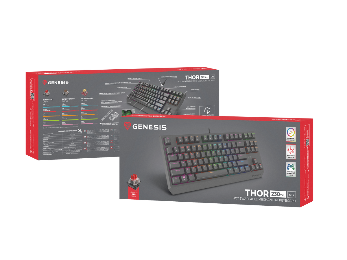 Genesis THOR 230 | Mechanical Gaming Keyboard | Wired | US | Outemu Red | Black