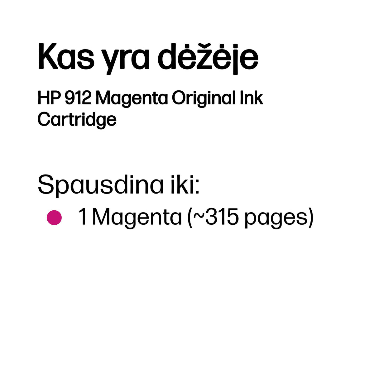 HP 912 (3YL78AE) Rašalinė kasetė, Purpurinė