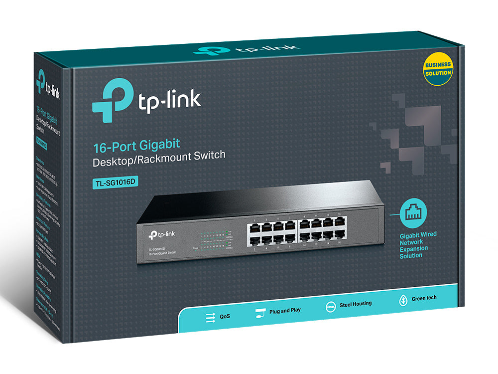 TP-LINK | 16-Port Gigabit Switch | TL-SG1016D | Unmanaged | Desktop/Rackmountable