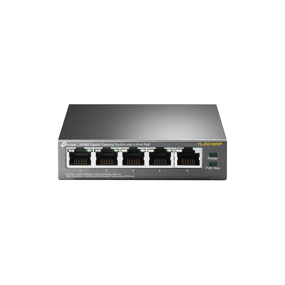 TP-LINK | Switch | TL-SG1005P | Unmanaged | Desktop | Gigabit Ethernet (copper) ports quantity 5 | Power over Ethernet (PoE) ports quantity 4 | Power supply type External | 36 month(s)
