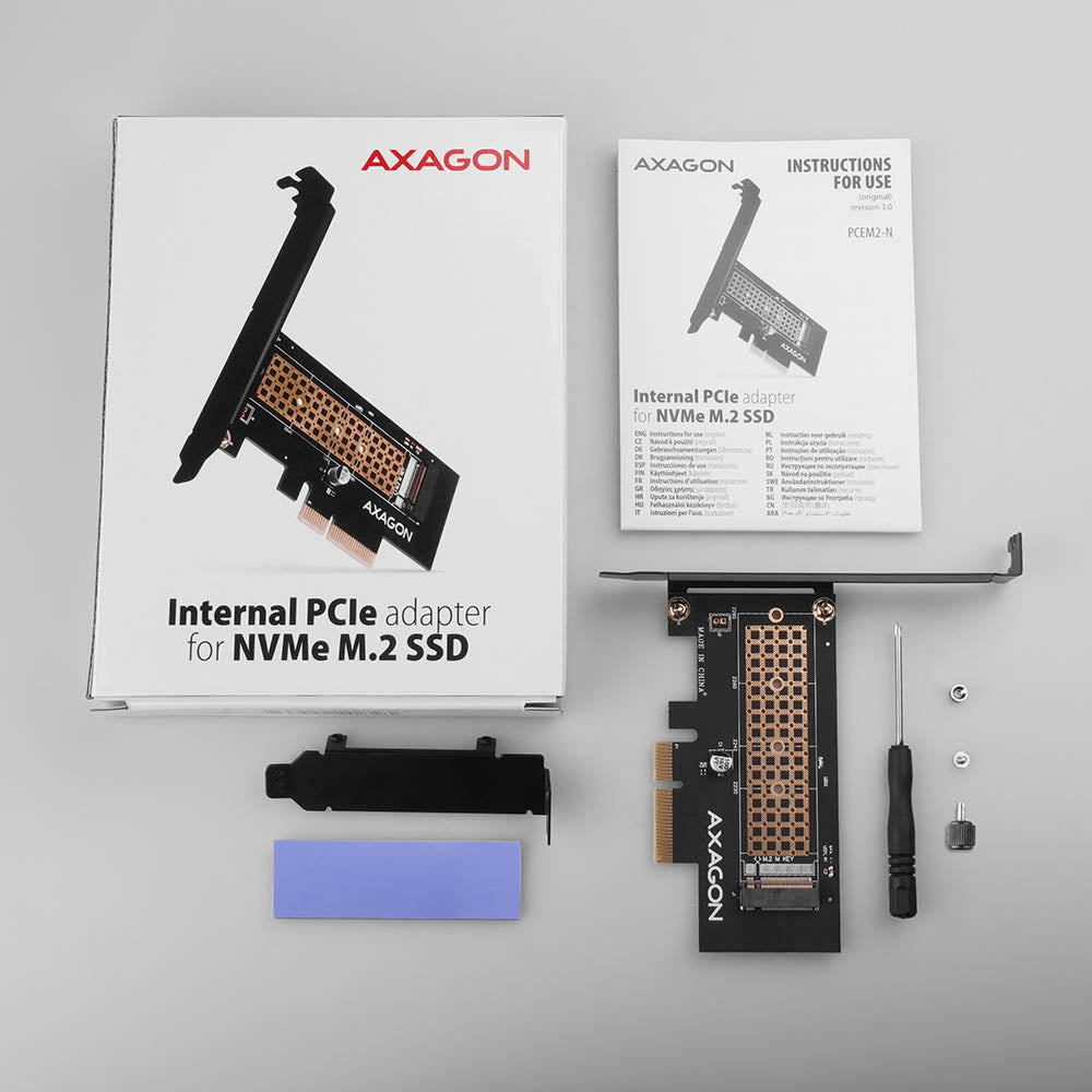 AXAGON The PCI-Express x4 internal adapter for connecting an NVMe M.2 SSD disk to a computer | PCEM2-N