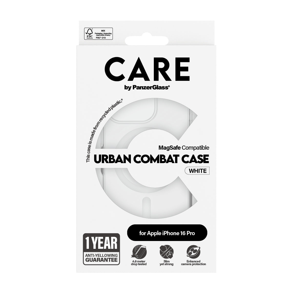 CARE Flagship Case | Back cover | Apple | iPhone 16 PRO | Recycled plastic | White | MagSafe