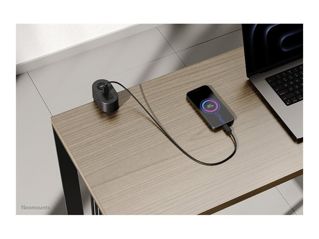 Neomounts | Desk socket with clamp and USB-C and USB-A ports - Quick charge | DS22-840BL6