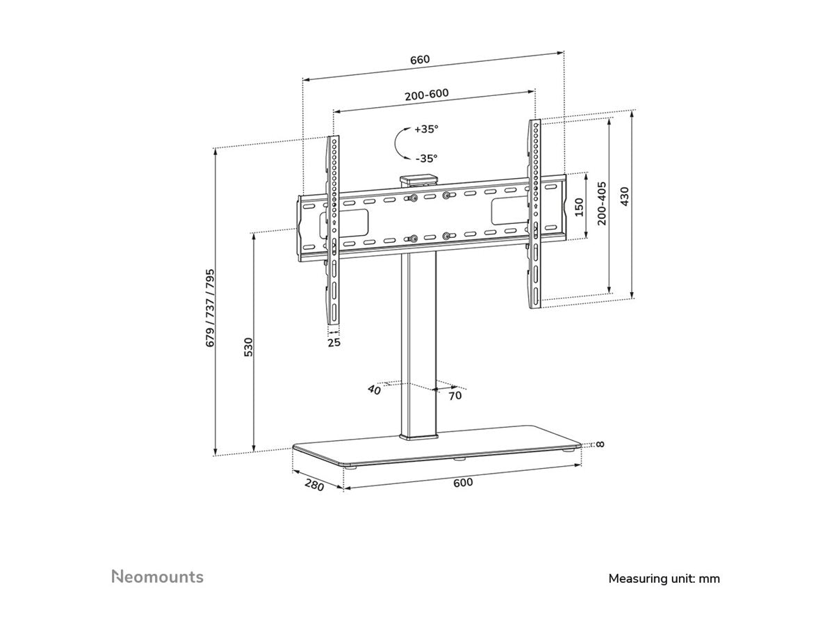 Neomounts Desk Mount | DS45-430BL16 TV stand | Adjustable Height, Swivel | 37-70 " | Maximum weight (capacity) 40 kg | Black