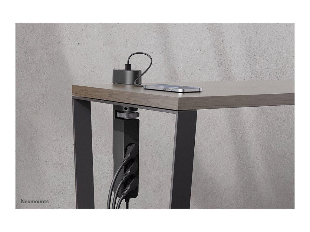 Neomounts | Desk socket with clamp and USB-C and USB-A ports - Quick charge | DS22-840BL6