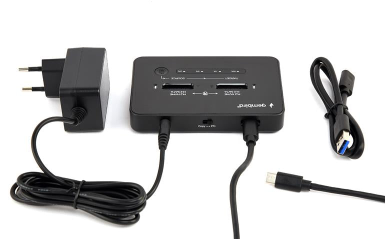 Gembird Desktop dual drive USB Type-C M.2 NVME (and SATA) SSD docking station, Black | DD2-U3M2