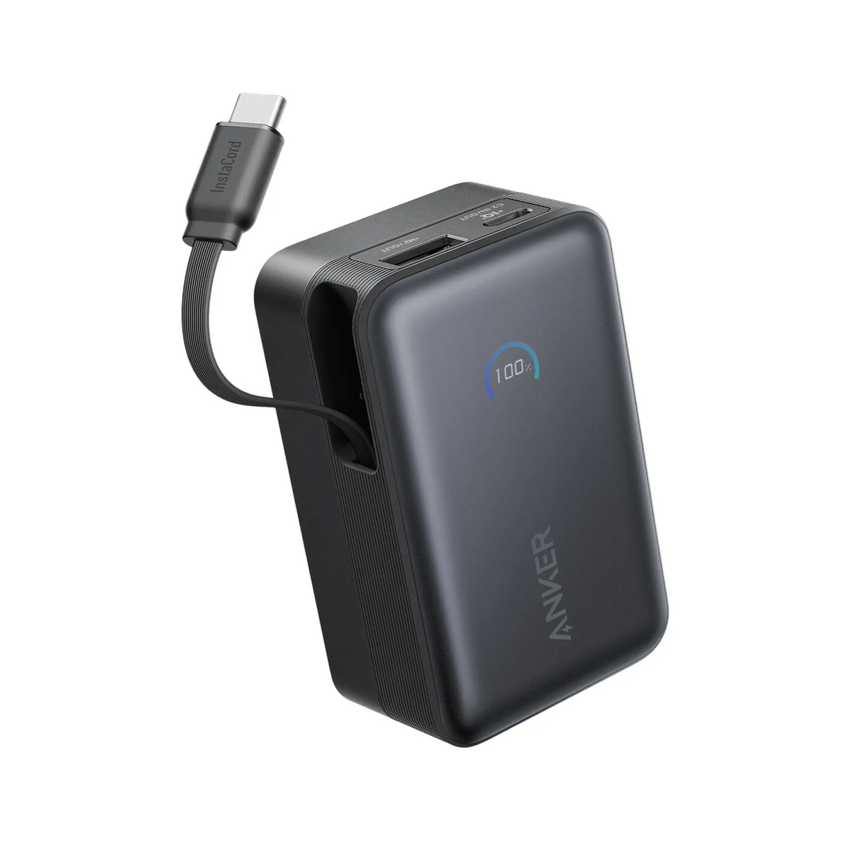 Anker Nano Power Bank 45W with Built-In Retractable USB-C Cable | A1638H11 | 10000 mAh | Black