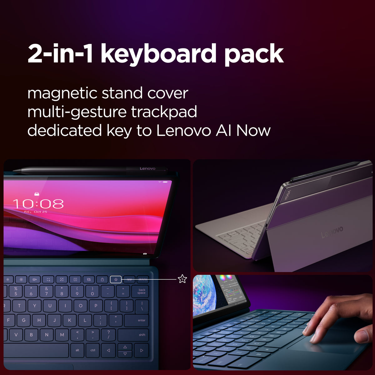Lenovo | Yoga Tab Plus Wi-Fi (without power adapter) | ZAEG0018NL | 12.7 " | Tidal Teal | LTPS | 2944 x 1840 pixels | Qualcomm | Snapdragon 8 Gen 3 Mobile Platform | 16 GB | Soldered LPDDR5x | 256 GB | Wi-Fi | Front camera | 13 MP | Rear camera | 13 MP |