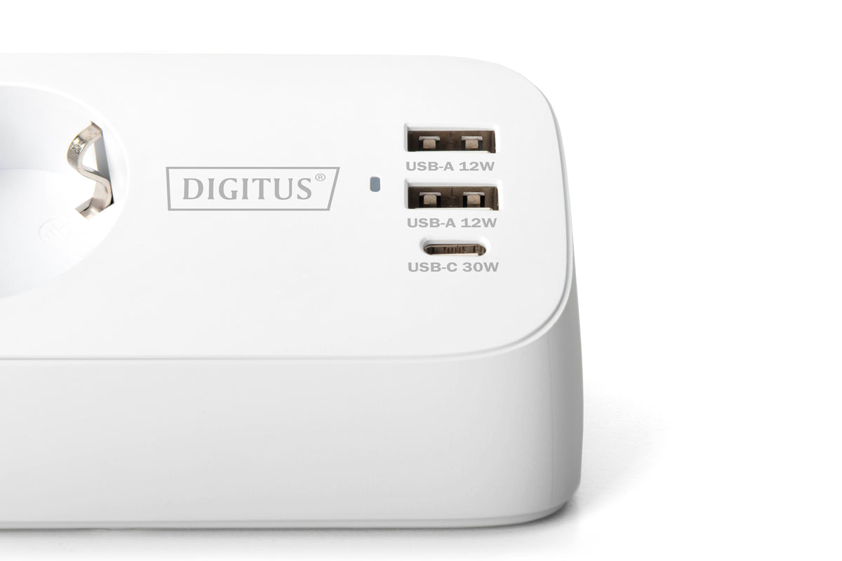 Digitus 3-way office socket strip with 2x USB-A and 1x USB-C connections | DA-70626