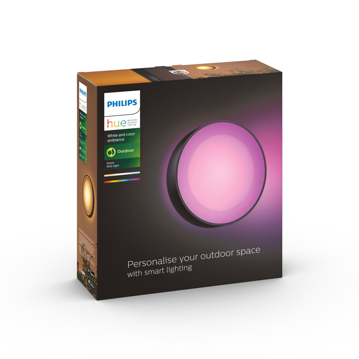 Philips Hue WCA Daylo Outdoor Wall Lantern, Black | 15 W | 2000-6500 Hue White Colour Ambiance
