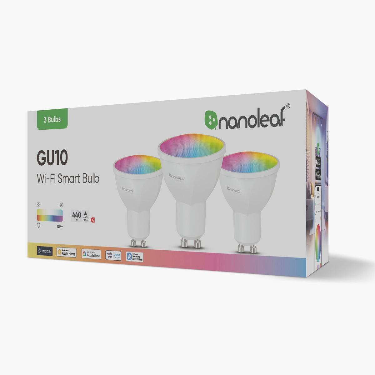 Nanoleaf Essentials Matter Wi-Fi Smart Bulb, 3pcs | GU10 | RGBCW