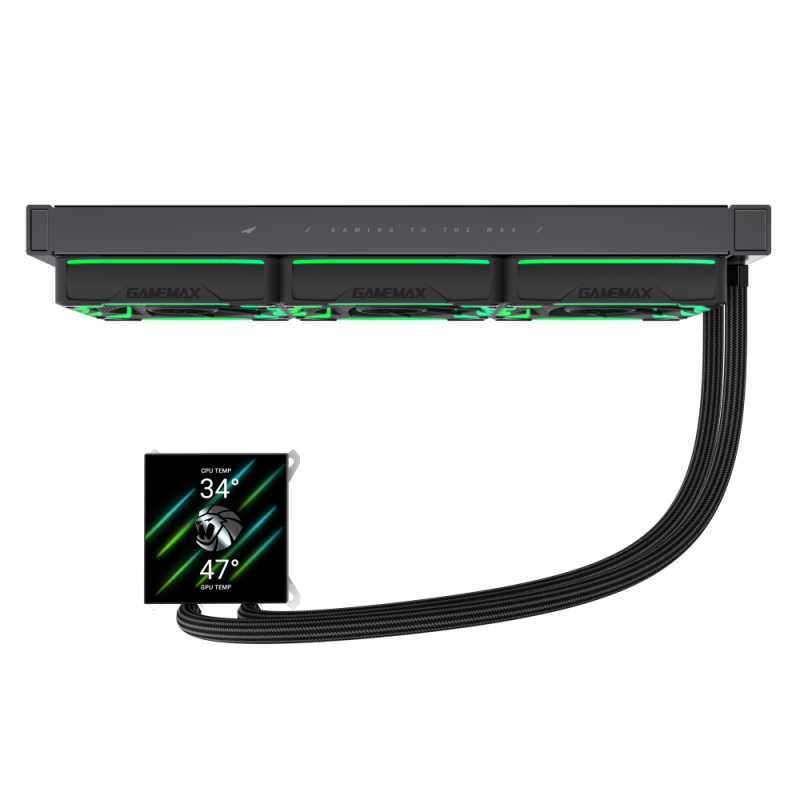Gamemax CPU Liquid Cooler | HAILSTORM 360 LCD BK | Black