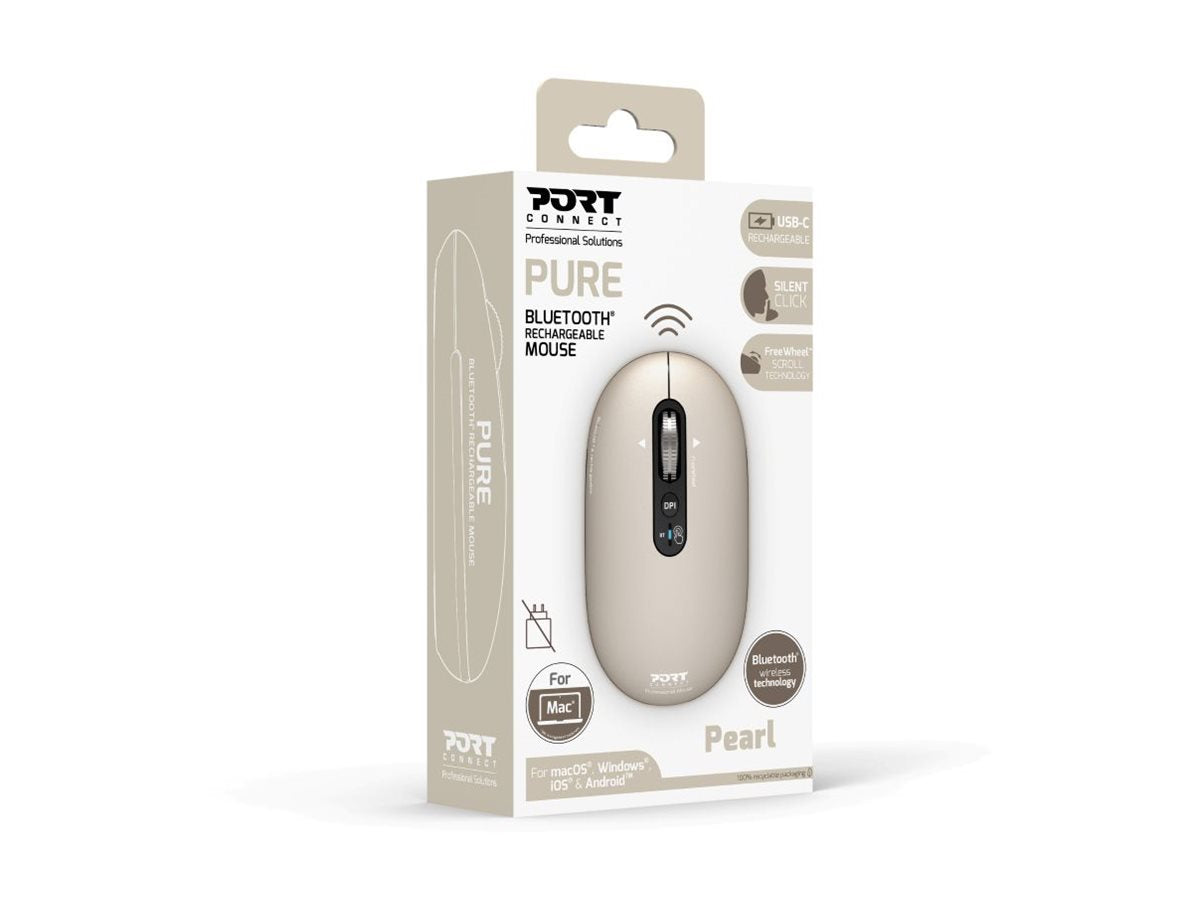 PORT CONNECT Mouse | PURE MAC | Wireless | Bluetooth | Beige Perle