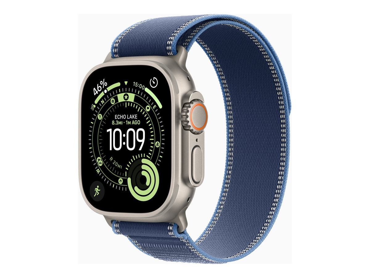 Apple Watch Ultra 3 GPS + Cellular 49mm Natural Titanium Case with Blue/Bright Blue Trail Loop - M/L | Apple