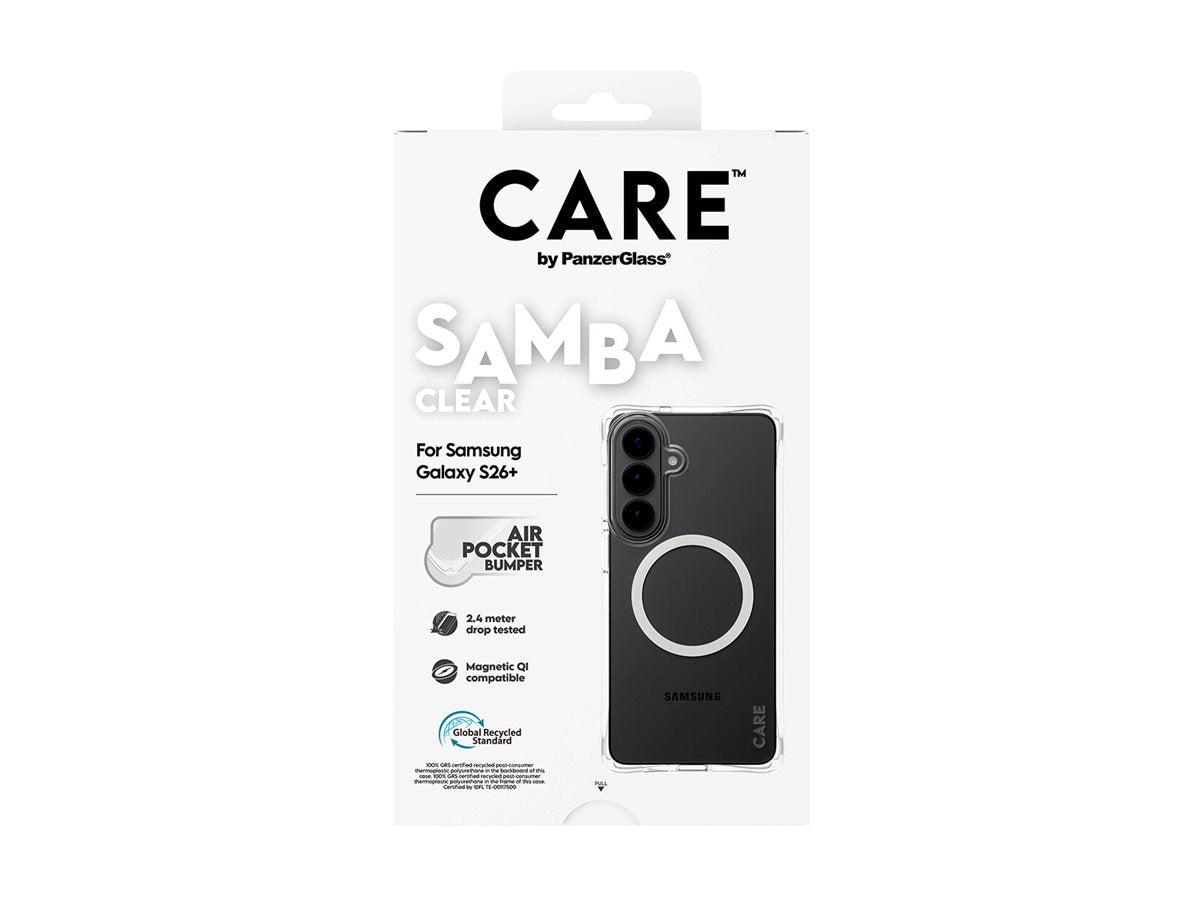 CARE by PanzerGlass Samba Case Transparent w. White Qi Samsung New Galaxy S26 Plus | PanzerGlass
